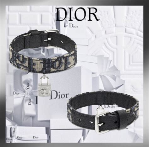 dior dog collar black and beige dior oblique jacquard|luxury designer dog collars.